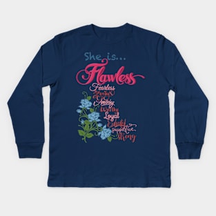 She is flawless (pink) Kids Long Sleeve T-Shirt